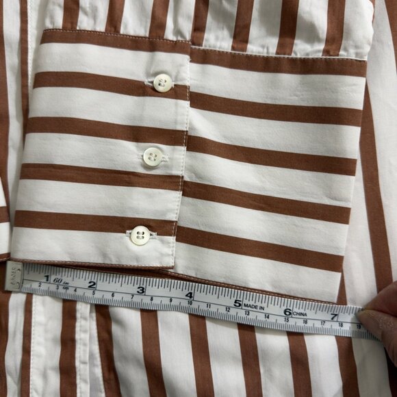 Sézane Bilma Organic Cotton Striped Button-Up Shirt Size FR 44/US 12 - Picture 13 of 16